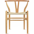 Chaise de salle à manger moderne en bois avec accoudoirs à dossier ouvert et siège en chanvre pour maison, restaurant, bureau