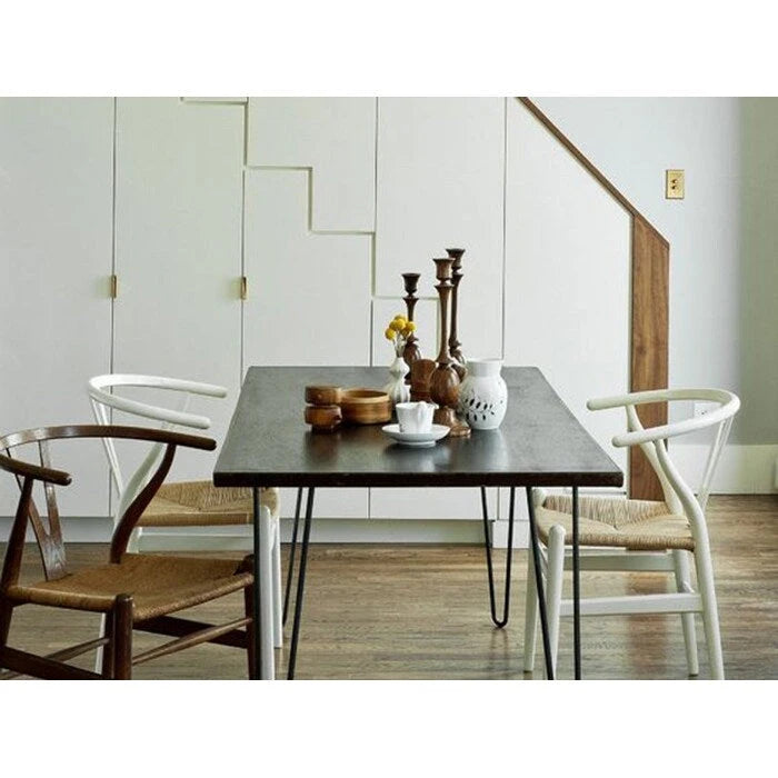Chaise de salle à manger moderne en bois avec accoudoirs à dossier ouvert et siège en chanvre pour maison, restaurant, bureau