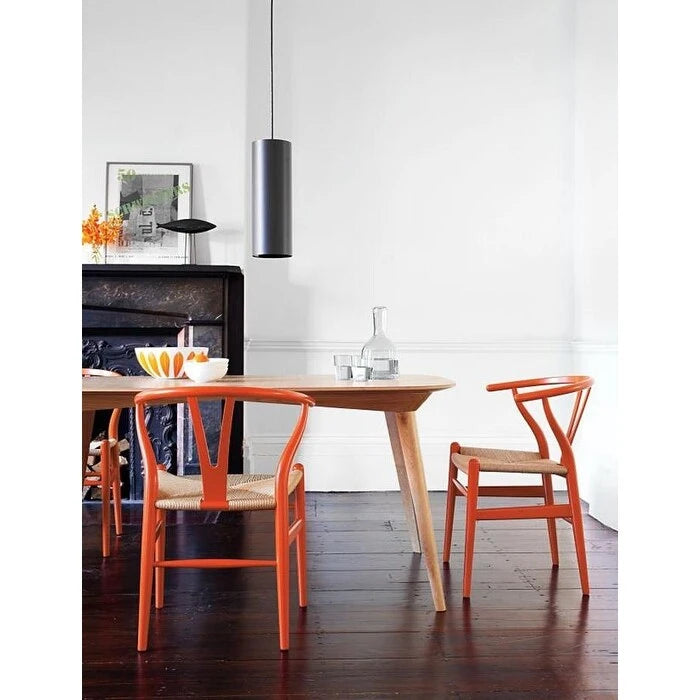 Chaise de salle à manger moderne en bois avec accoudoirs à dossier ouvert et siège en chanvre pour maison, restaurant, bureau