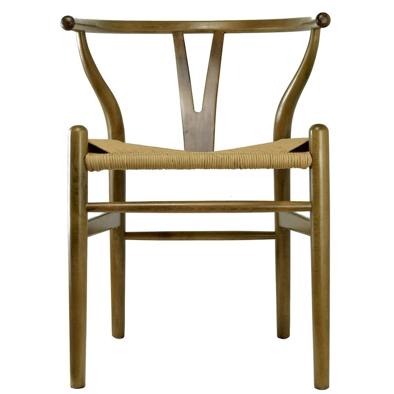 Chaise de salle à manger moderne en bois avec accoudoirs à dossier ouvert et siège en chanvre pour maison, restaurant, bureau