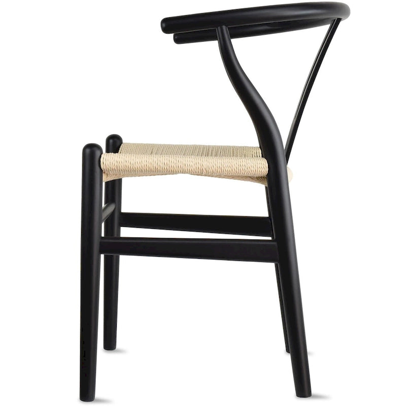 Chaise de salle à manger moderne en bois avec accoudoirs à dossier ouvert et siège en chanvre pour maison, restaurant, bureau