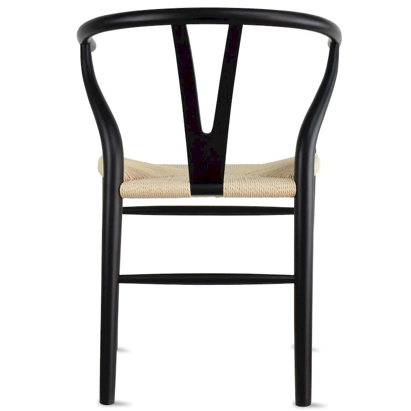 Chaise de salle à manger moderne en bois avec accoudoirs à dossier ouvert et siège en chanvre pour maison, restaurant, bureau