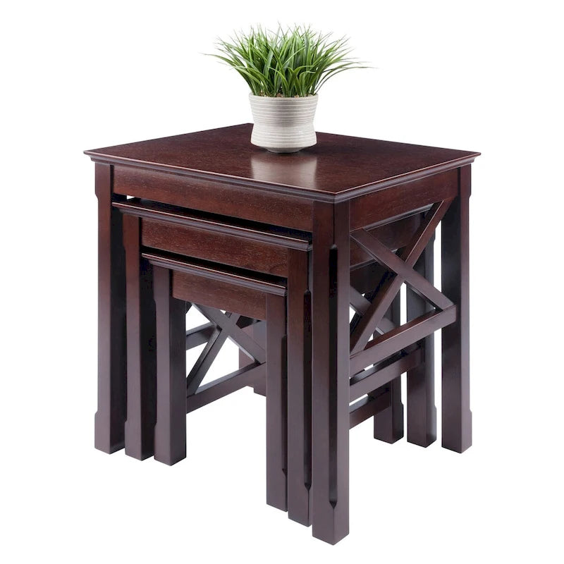 Tables gigognes 3 pièces Xola, cappuccino - 21,1 larg. x 17,3 prof. x 22,1 haut.