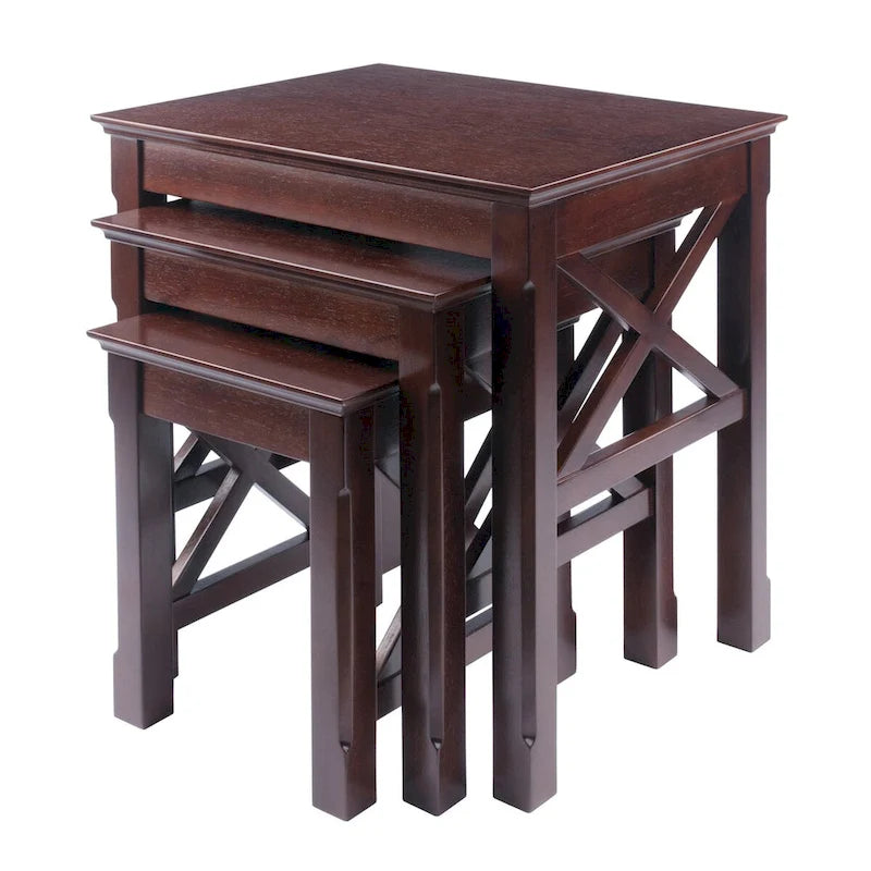 Tables gigognes 3 pièces Xola, cappuccino - 21,1 larg. x 17,3 prof. x 22,1 haut.