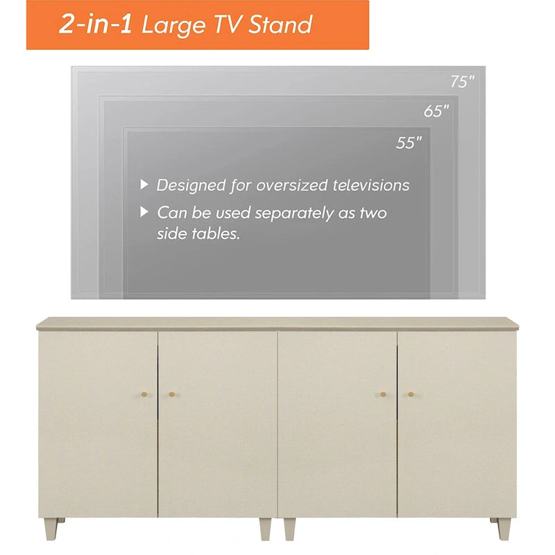 Meuble TV moderne WAMPAT, grand meuble TV avec portes