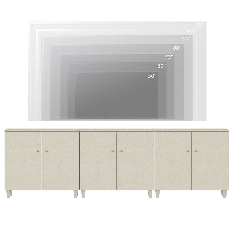 Meuble TV moderne WAMPAT, grand meuble TV avec portes