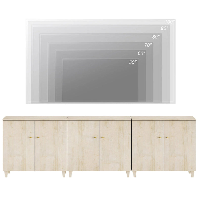 Meuble TV moderne WAMPAT, grand meuble TV avec portes