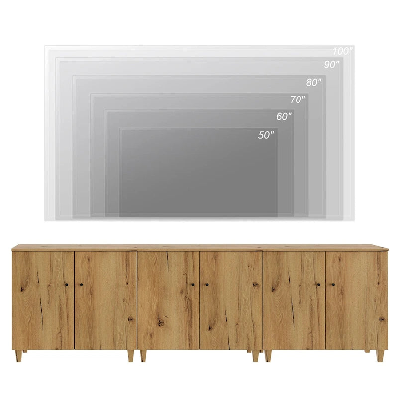 Meuble TV moderne WAMPAT, grand meuble TV avec portes