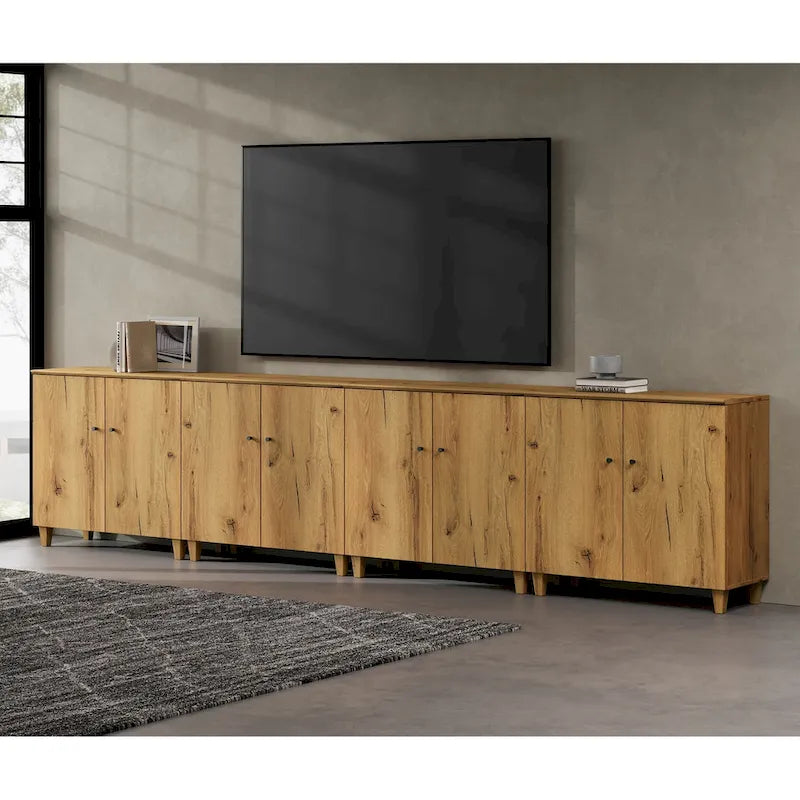 Meuble TV moderne WAMPAT, grand meuble TV avec portes