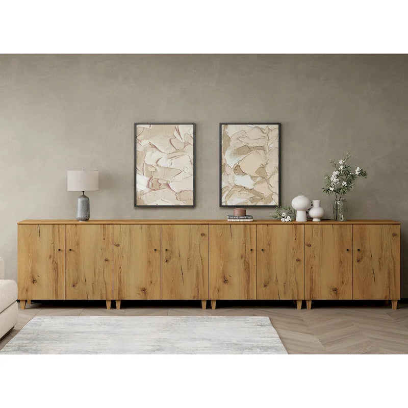 Meuble TV moderne WAMPAT, grand meuble TV avec portes