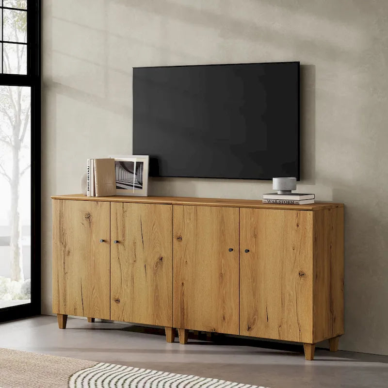 Meuble TV moderne WAMPAT, grand meuble TV avec portes