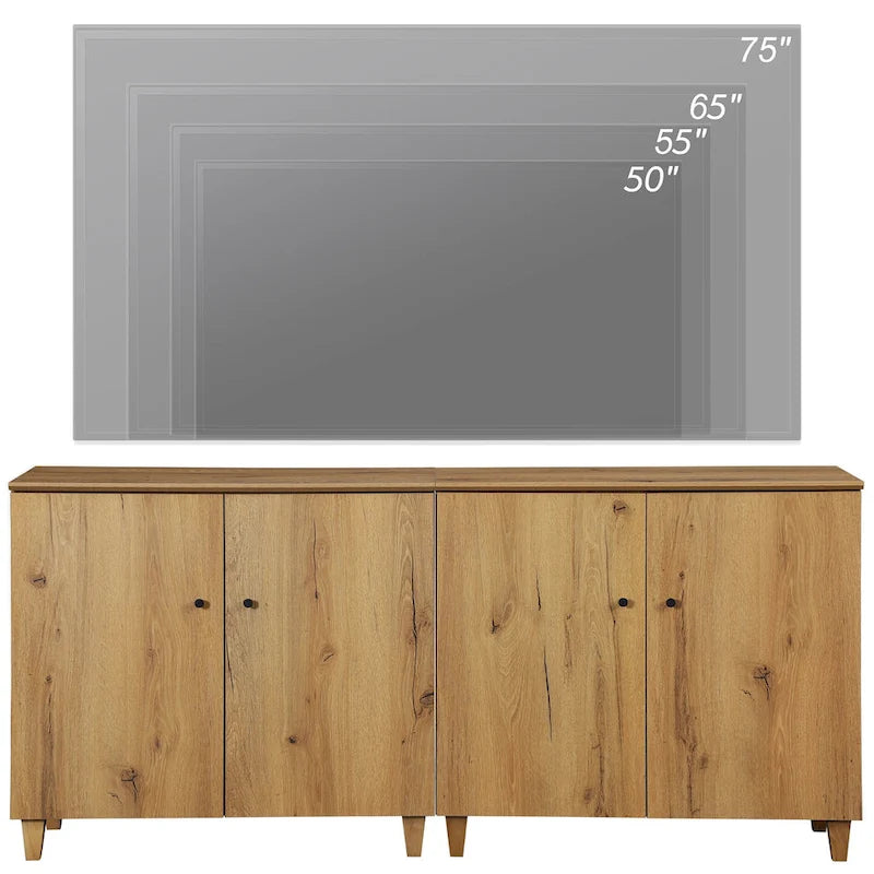 Meuble TV moderne WAMPAT, grand meuble TV avec portes