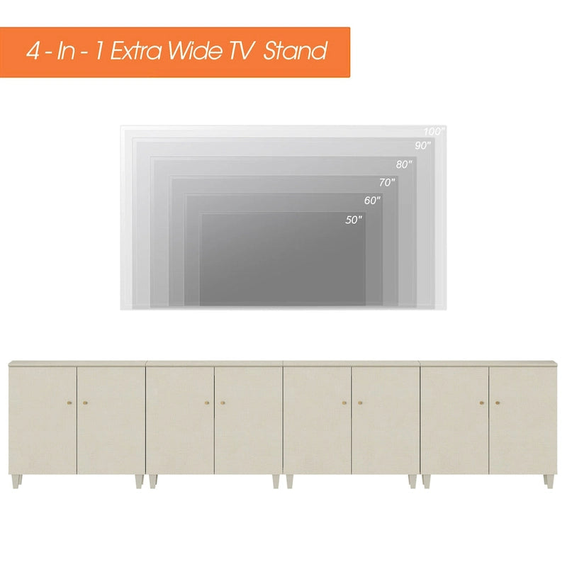 Meuble TV moderne WAMPAT, grand meuble TV avec portes