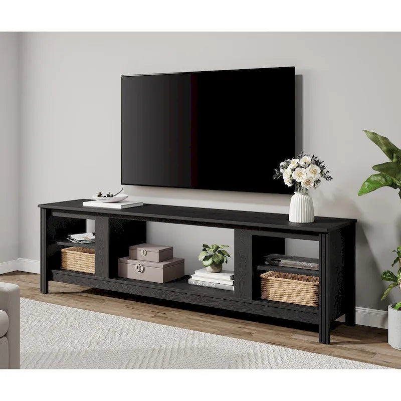 Meuble TV pour Téléviseur 75 Pouces, Table Console, Centre de Divertissement en Bois