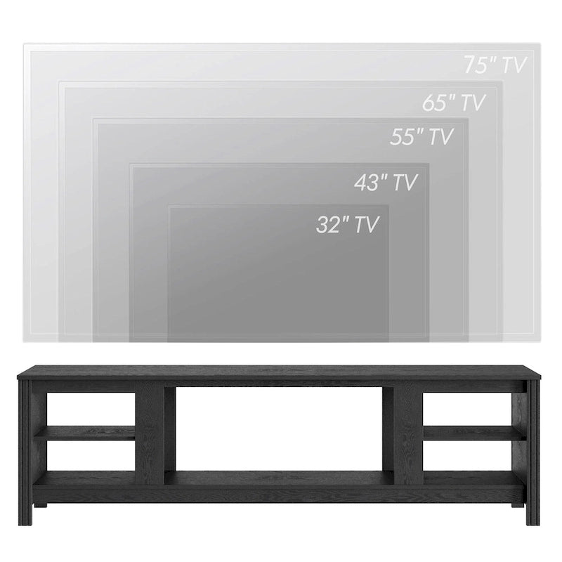 Meuble TV pour Téléviseur 75 Pouces, Table Console, Centre de Divertissement en Bois