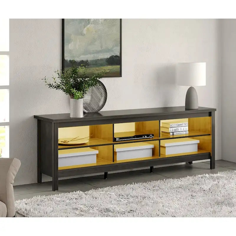 Meuble TV pour Téléviseur 75 Pouces, Table Console, Centre de Divertissement en Bois