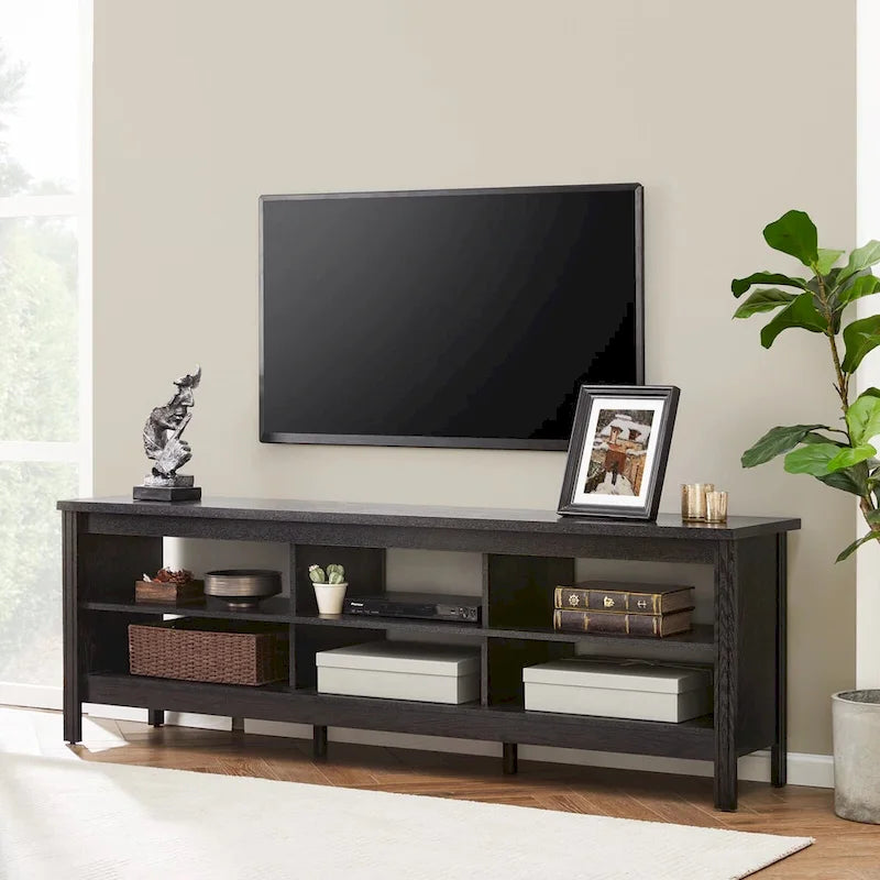 Meuble TV pour Téléviseur 75 Pouces, Table Console, Centre de Divertissement en Bois
