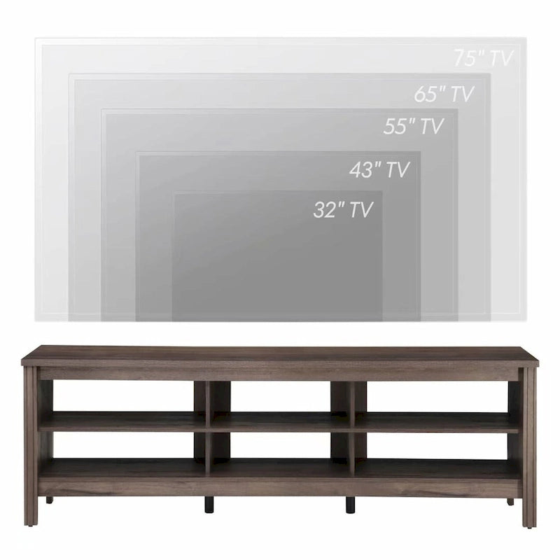 Meuble TV pour Téléviseur 75 Pouces, Table Console, Centre de Divertissement en Bois