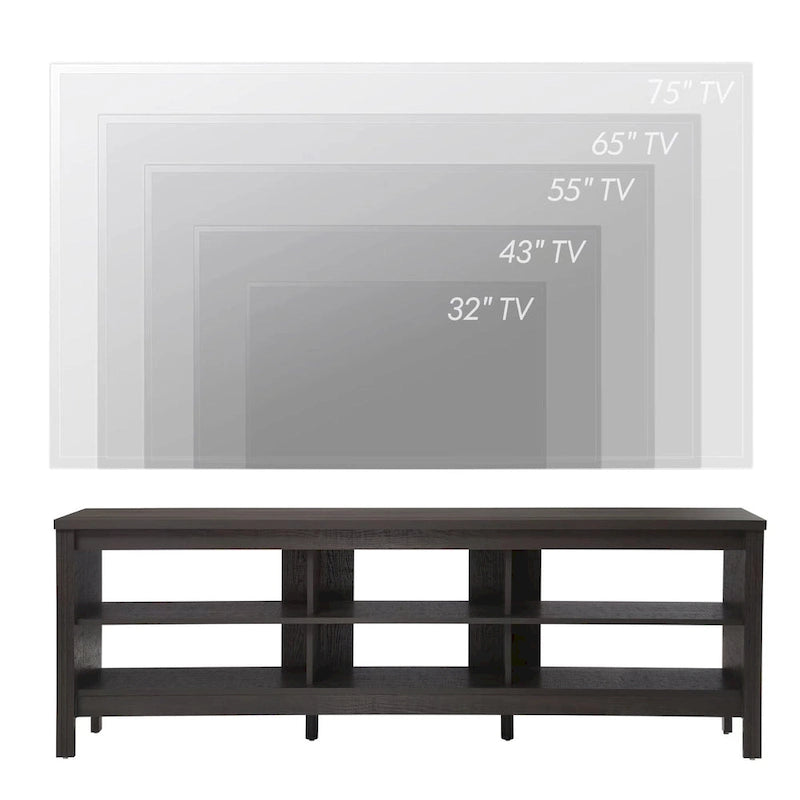 Meuble TV pour Téléviseur 75 Pouces, Table Console, Centre de Divertissement en Bois