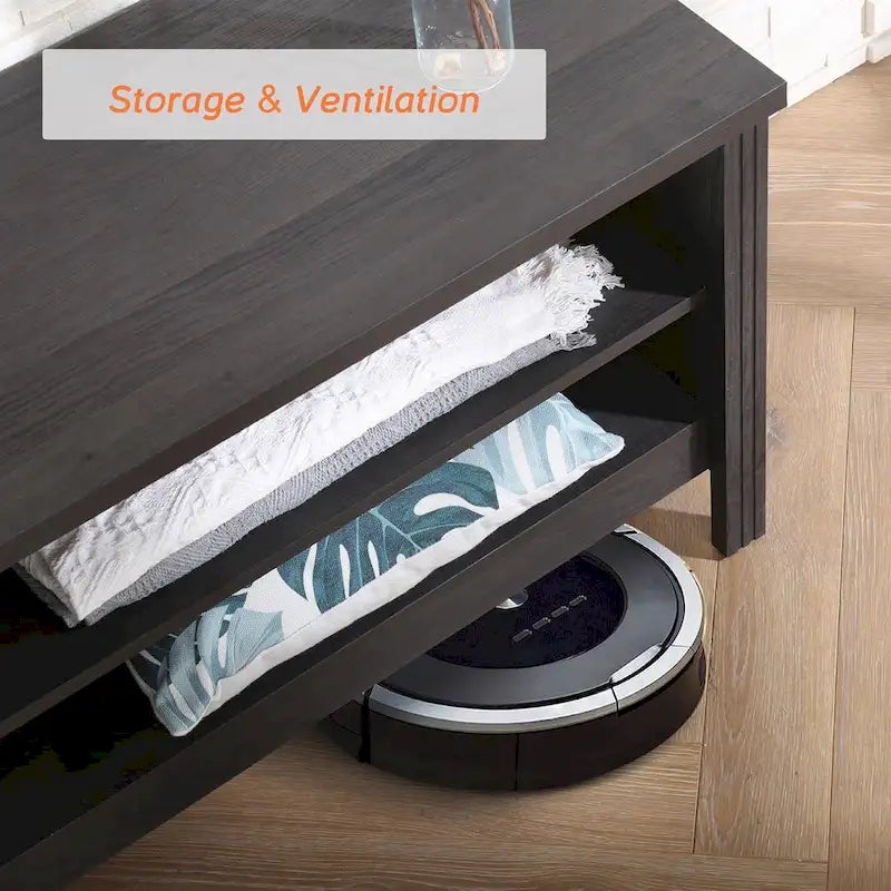 Meuble TV pour Téléviseur 75 Pouces, Table Console, Centre de Divertissement en Bois