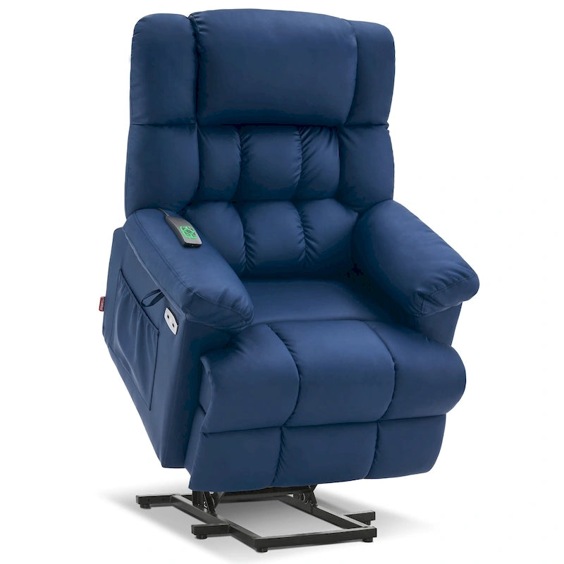 Fauteuil inclinable électrique MCombo avec massage, chaleur, appui-tête réglable, repose-pieds étendu (PU/Tissu)