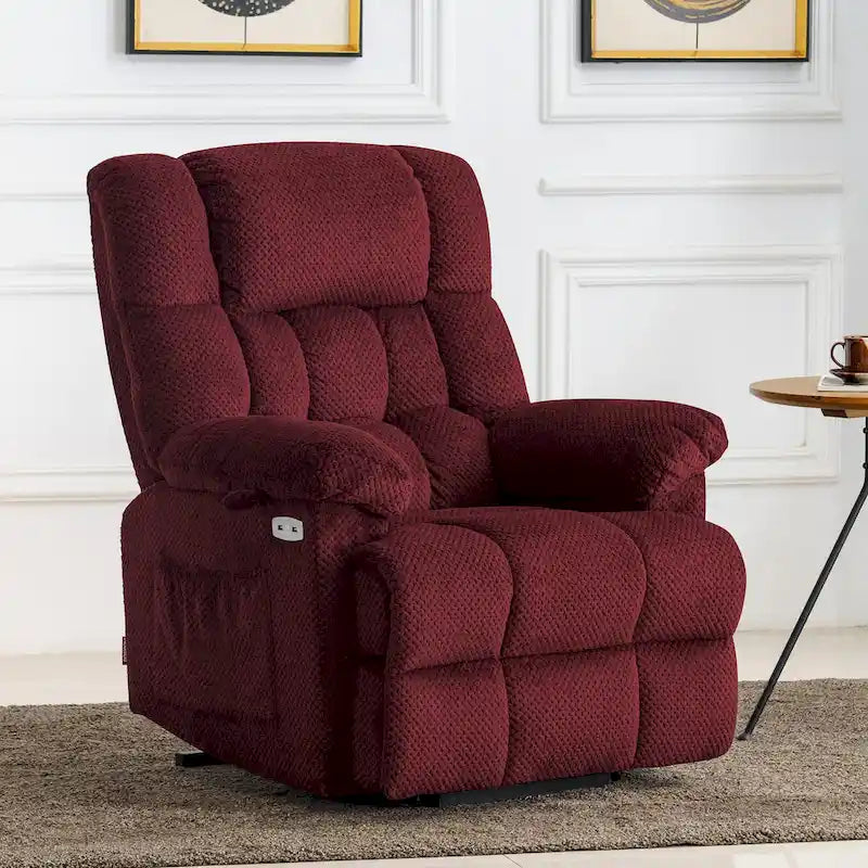 Fauteuil inclinable électrique MCombo avec massage, chaleur, appui-tête réglable, repose-pieds étendu (PU/Tissu)