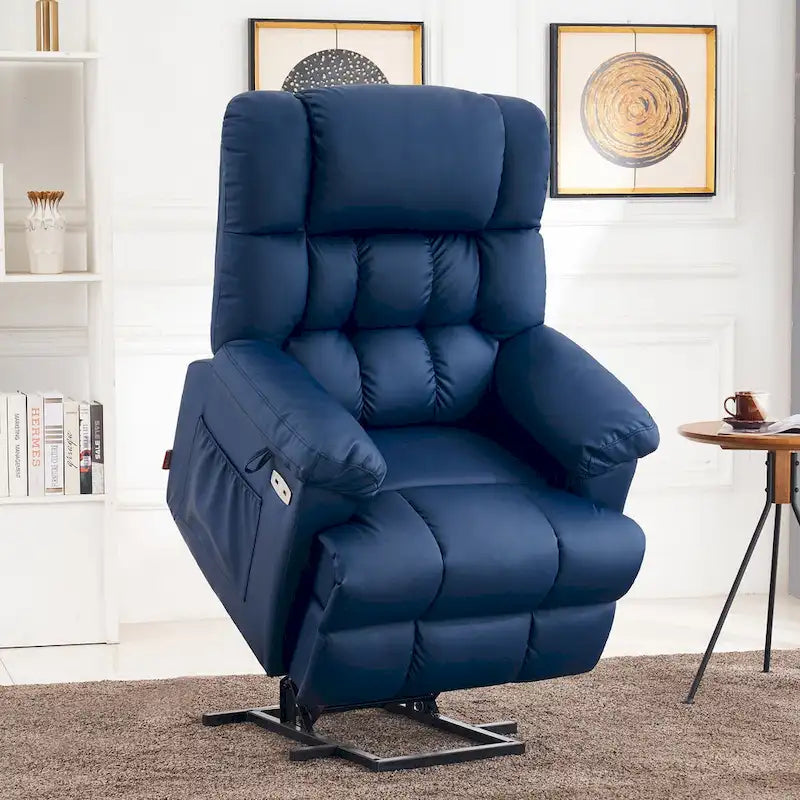 Fauteuil inclinable électrique MCombo avec massage, chaleur, appui-tête réglable, repose-pieds étendu (PU/Tissu)