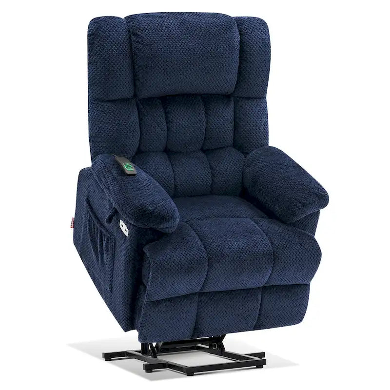Fauteuil inclinable électrique MCombo avec massage, chaleur, appui-tête réglable, repose-pieds étendu (PU/Tissu)