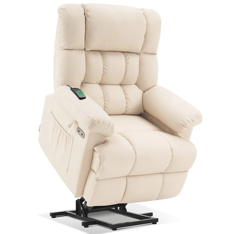 Fauteuil inclinable électrique MCombo avec massage, chaleur, appui-tête réglable, repose-pieds étendu (PU/Tissu)