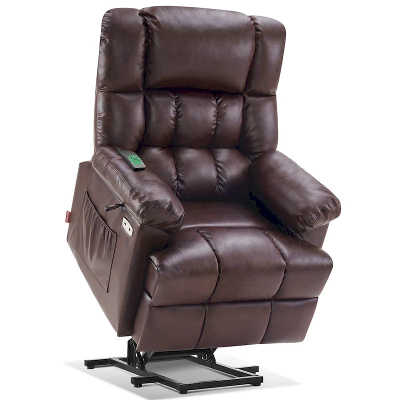 Fauteuil inclinable électrique MCombo avec massage, chaleur, appui-tête réglable, repose-pieds étendu (PU/Tissu)