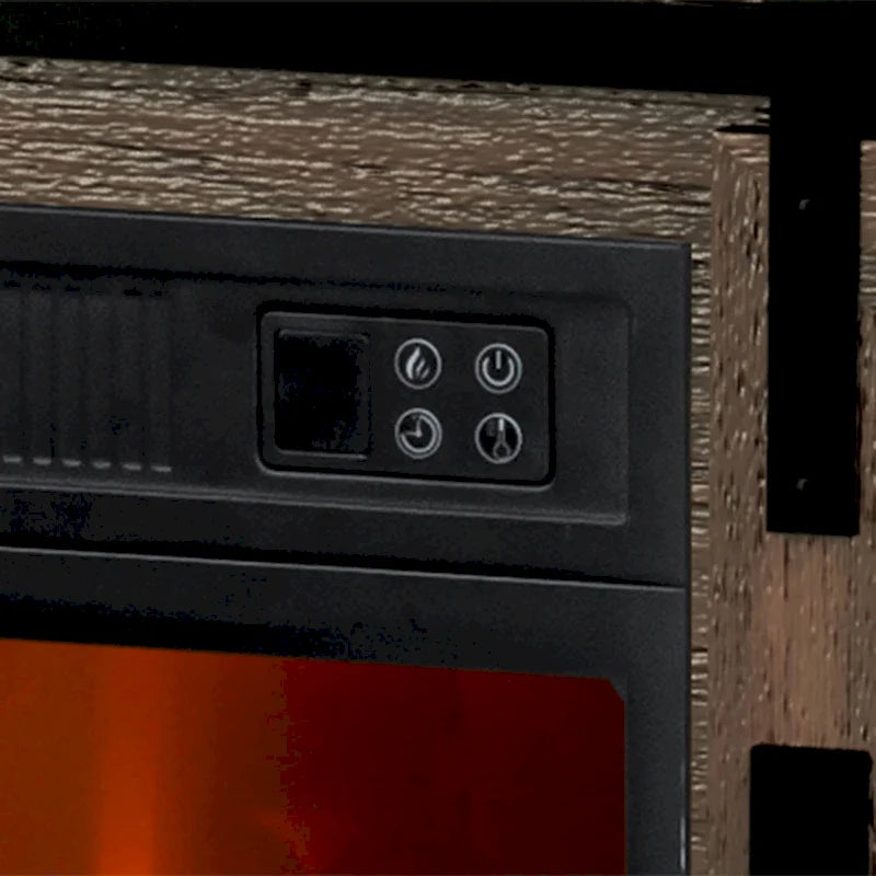 Meuble TV console avec cheminée et porte coulissante style grange de 68 po avec foyer électrique de 23 po