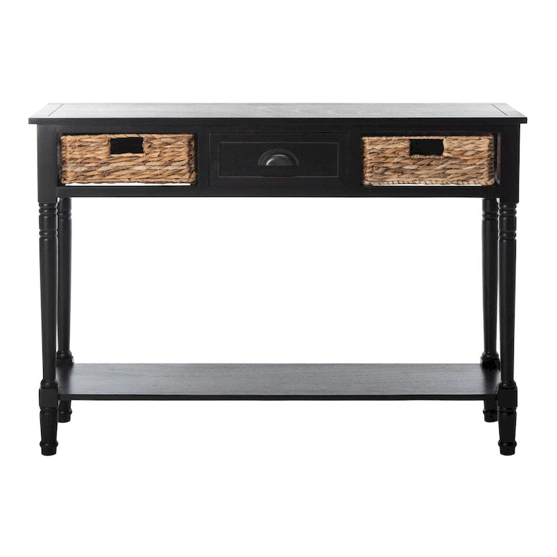 SAFAVIEH Evalena Console de rangement noire vieillie - 44,5 x 13,4 x 31,5 - 45Lx13Px32H