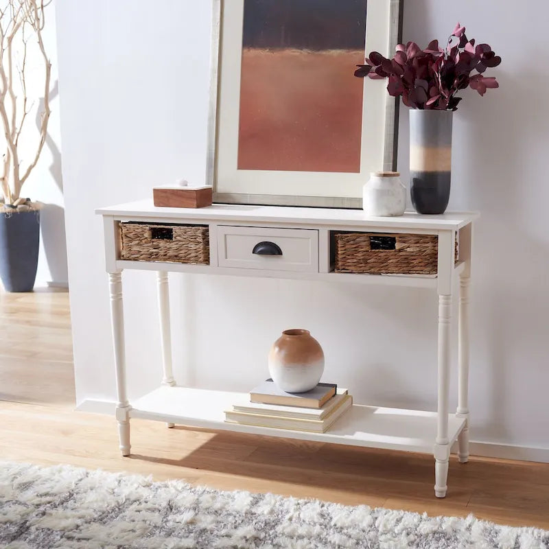 SAFAVIEH Evalena Console de rangement noire vieillie - 44,5 x 13,4 x 31,5 - 45Lx13Px32H