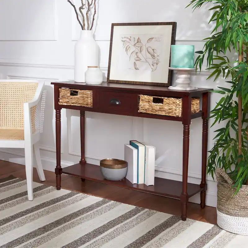 SAFAVIEH Evalena Console de rangement noire vieillie - 44,5 x 13,4 x 31,5 - 45Lx13Px32H