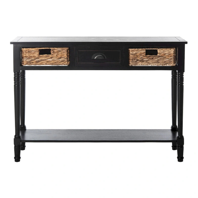 SAFAVIEH Evalena Console de rangement noire vieillie - 44,5 x 13,4 x 31,5 - 45Lx13Px32H