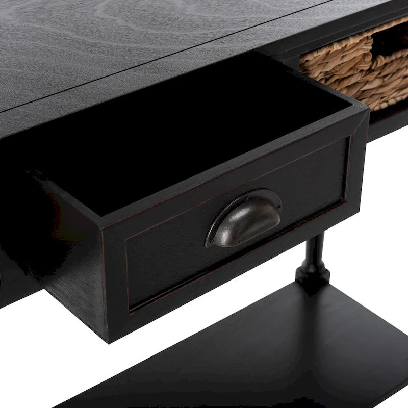 SAFAVIEH Evalena Console de rangement noire vieillie - 44,5 x 13,4 x 31,5 - 45Lx13Px32H