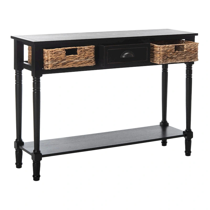 SAFAVIEH Evalena Console de rangement noire vieillie - 44,5 x 13,4 x 31,5 - 45Lx13Px32H