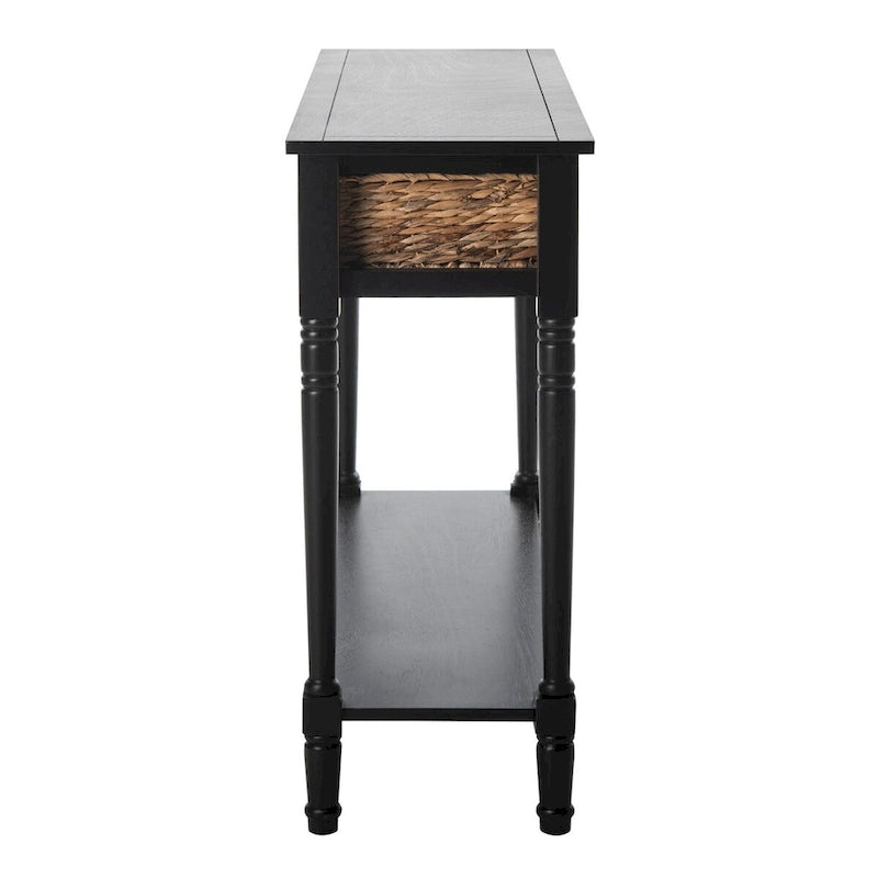 SAFAVIEH Evalena Console de rangement noire vieillie - 44,5 x 13,4 x 31,5 - 45Lx13Px32H