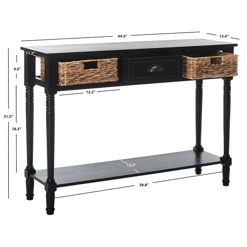 SAFAVIEH Evalena Console de rangement noire vieillie - 44,5 x 13,4 x 31,5 - 45Lx13Px32H