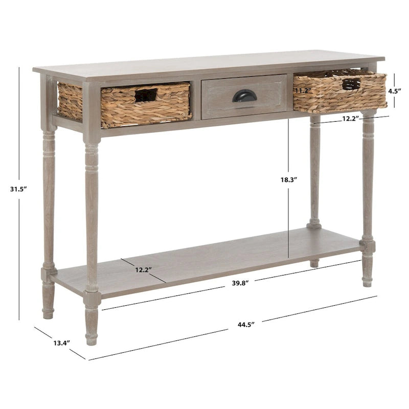 SAFAVIEH Evalena Console de rangement noire vieillie - 44,5 x 13,4 x 31,5 - 45Lx13Px32H