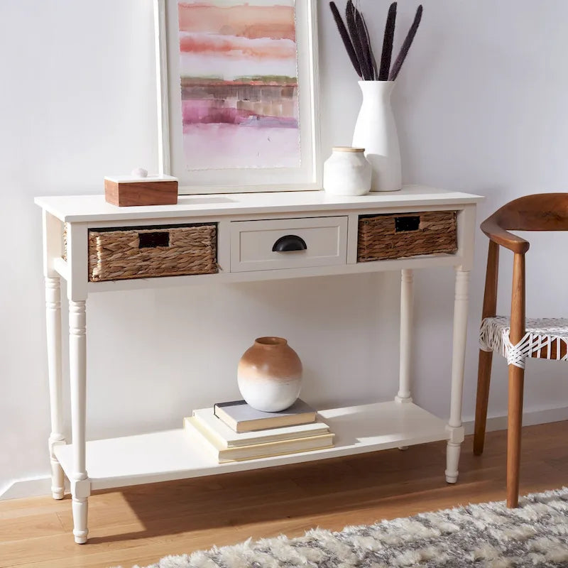 SAFAVIEH Evalena Console de rangement noire vieillie - 44,5 x 13,4 x 31,5 - 45Lx13Px32H