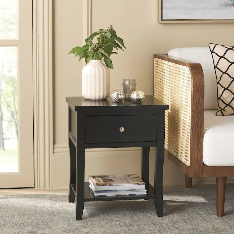 Table de chevet SAFAVIEH Martina avec tiroir de rangement (entièrement assemblée) - 18,1 x 15 x 22,2 - 18L x 15P x 22H