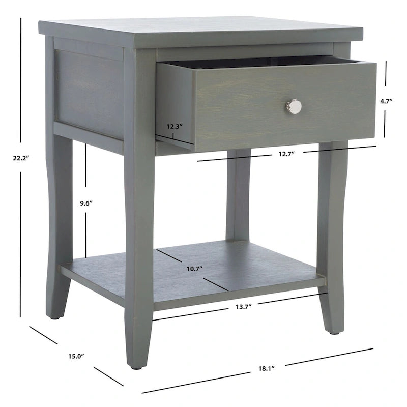 Table de chevet SAFAVIEH Martina avec tiroir de rangement (entièrement assemblée) - 18,1 x 15 x 22,2 - 18L x 15P x 22H