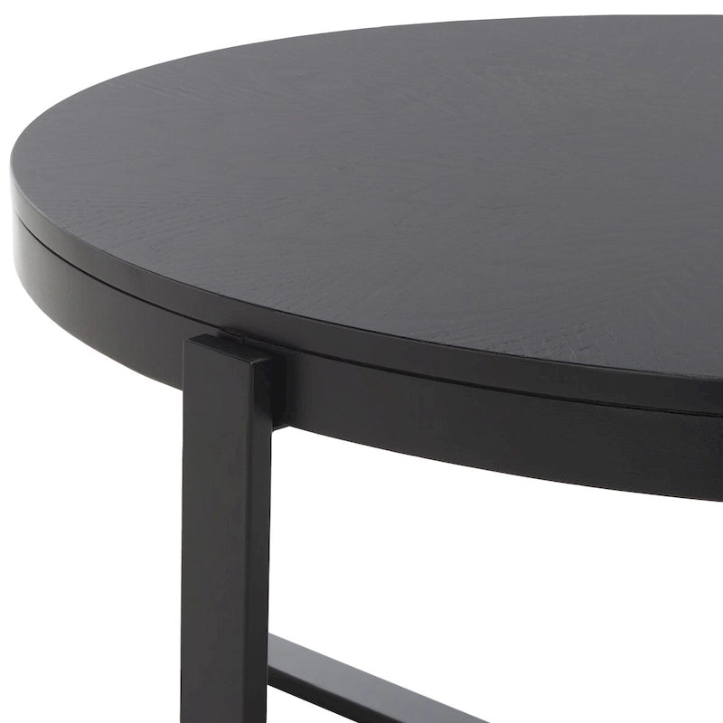 Table basse ronde SAFAVIEH Deetta en marbre blanc/noir - 36 L x 36 P x 18 H - 36Lx36Px18H