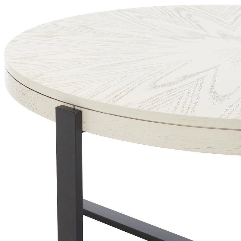 Table basse ronde SAFAVIEH Deetta en marbre blanc/noir - 36 L x 36 P x 18 H - 36Lx36Px18H