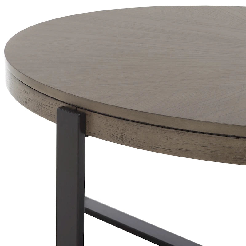 Table basse ronde SAFAVIEH Deetta en marbre blanc/noir - 36 L x 36 P x 18 H - 36Lx36Px18H