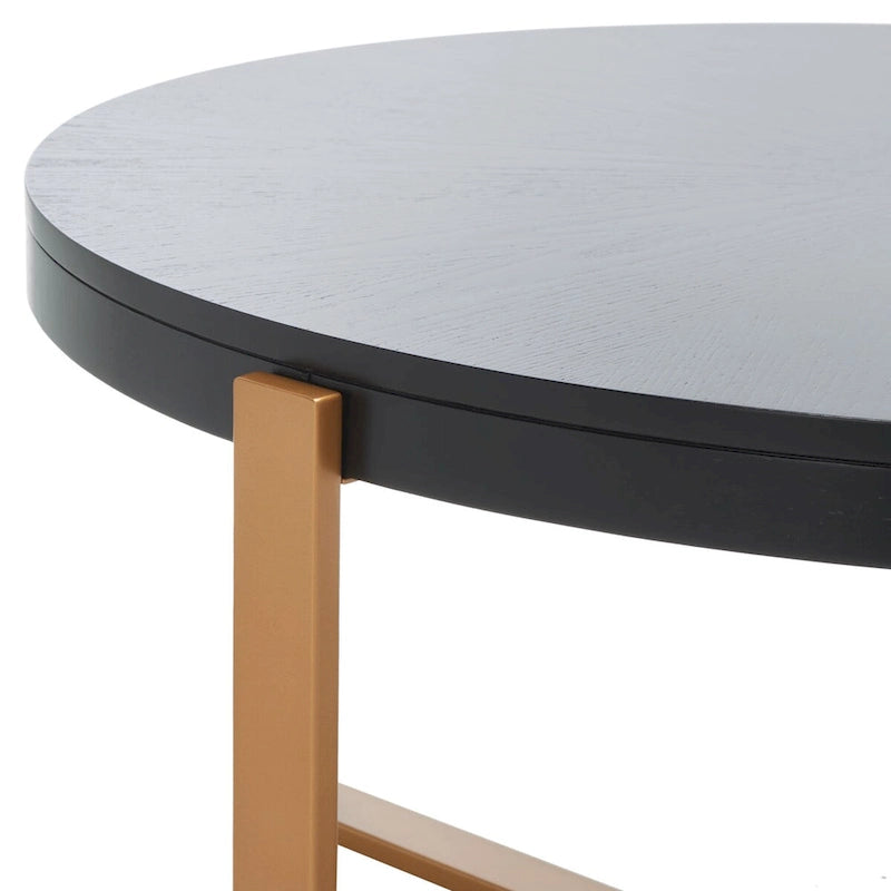 Table basse ronde SAFAVIEH Deetta en marbre blanc/noir - 36 L x 36 P x 18 H - 36Lx36Px18H