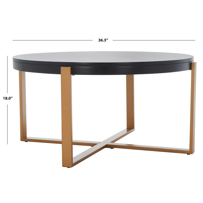 Table basse ronde SAFAVIEH Deetta en marbre blanc/noir - 36 L x 36 P x 18 H - 36Lx36Px18H