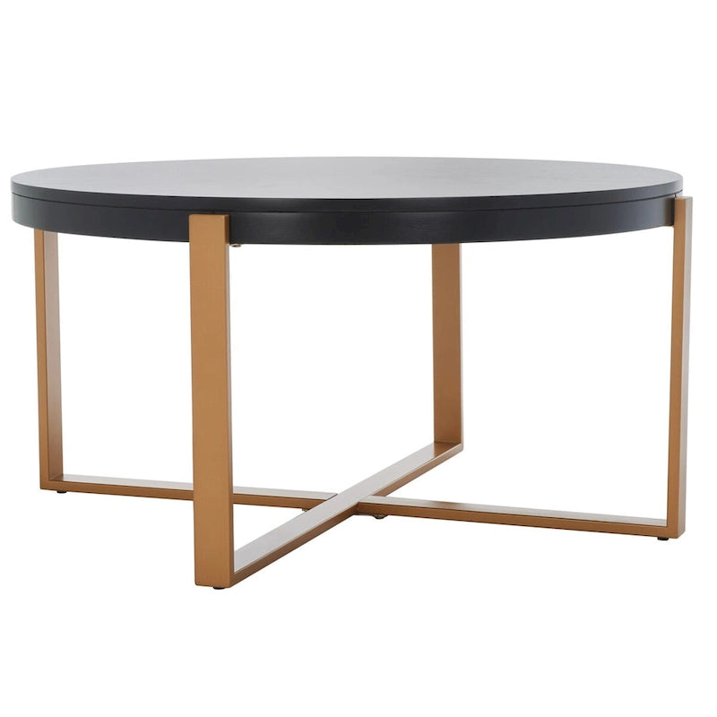 Table basse ronde SAFAVIEH Deetta en marbre blanc/noir - 36 L x 36 P x 18 H - 36Lx36Px18H
