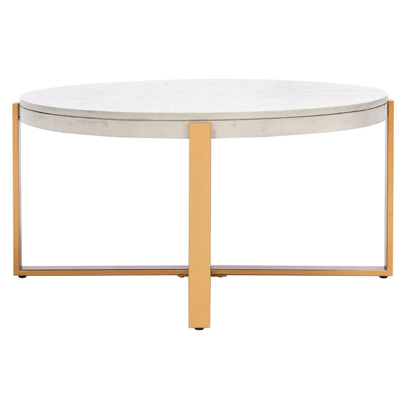 Table basse ronde SAFAVIEH Deetta en marbre blanc/noir - 36 L x 36 P x 18 H - 36Lx36Px18H